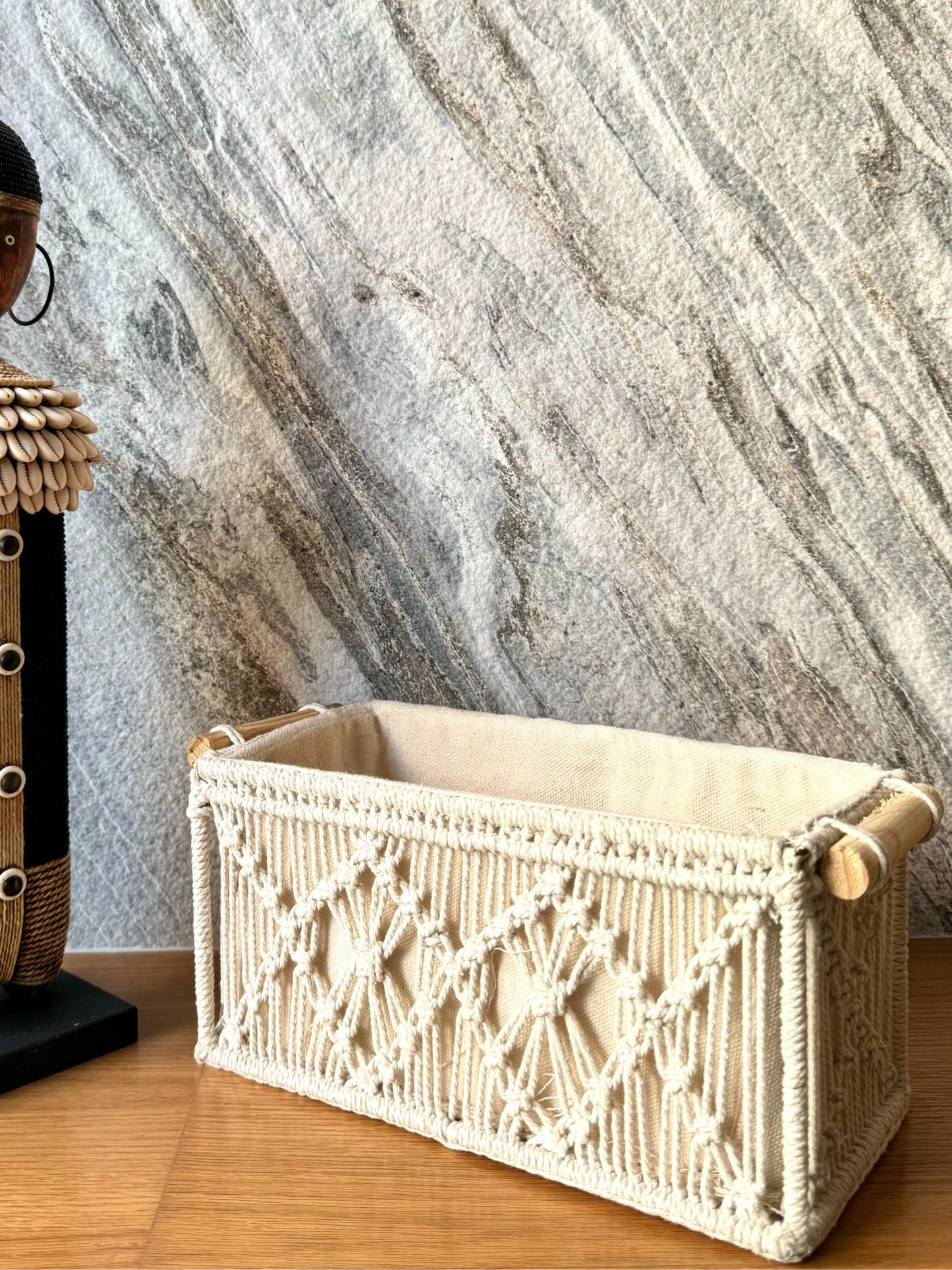 Macrame rectangle basket